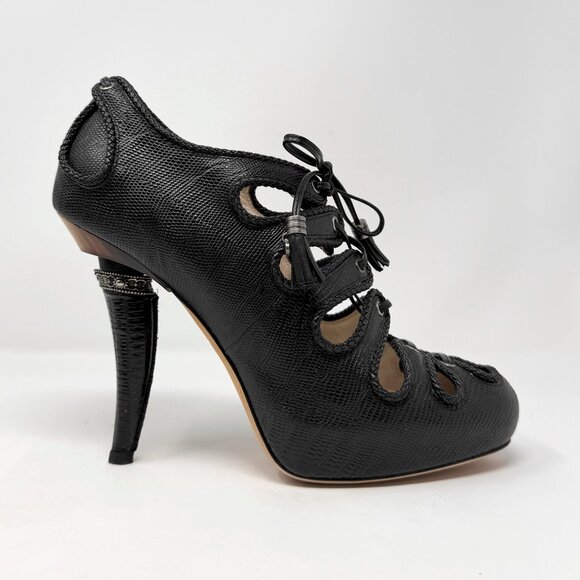 Dior Lace Up Heels Black Runway 2009 Fall Christian Dior High Heel Pumps - Picture 4 of 11